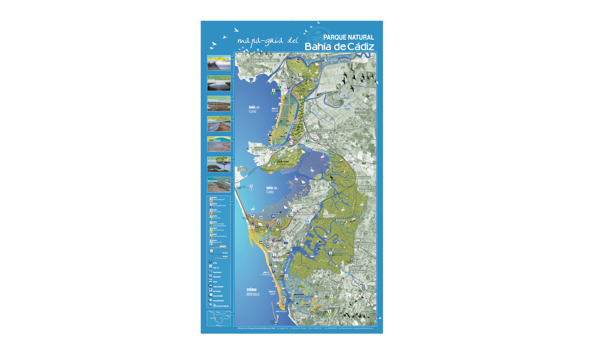 Mapa-guía del Parque Natural Bahía de Cádiz